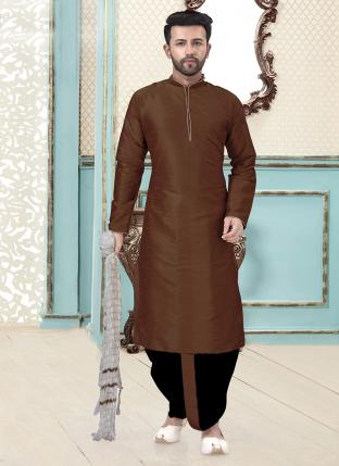 Dhupion Silk Readymade Latest Designer Mens Kurta With Dhotis