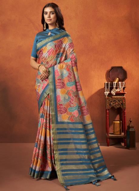 Buy Blue Crepe Silk Wedding Wear Weaving Saree Online From Wholesale