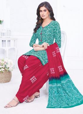 Shop Online Red Printed Cotton Punjabi Suit  91400 