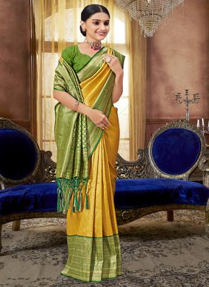 Buy Party Wear Pista Green Weaving Work Silk Saree Online From