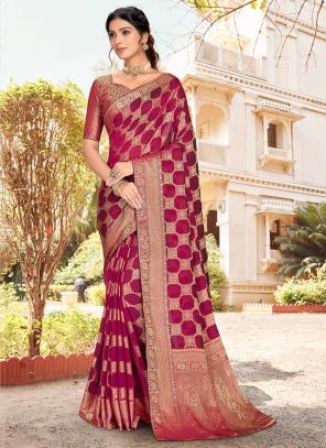 Vichitra Silk Designer Saree In Yellow Colour - SR5130038