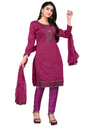 Shop online Tiptop Lace Work Beige Chanderi Cotton Churidar Salwar Kameez