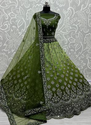 Sea Green Silk Mirror Trendy Lehenga : 89051 -