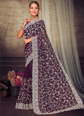 Light Purple Georgette Chikankari Saree at Rs.2899/Piece in silchar offer  by Bunkar