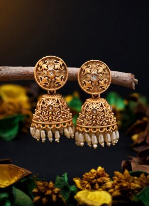 Lakhi, elegant Matte Gold finish Temple Jumka earrings for women -LR00 –  www.soosi.co.in
