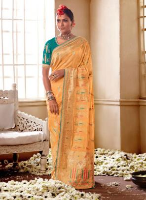 Nylon Art Silk Woven Saree in Yellow | Art silk sarees, Designer sarees  collection, Stylish sarees