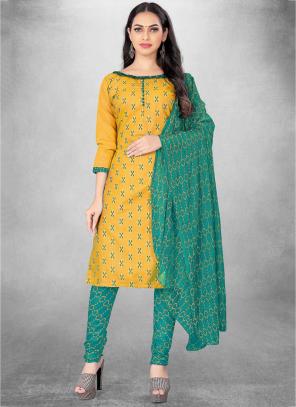 Buy Red Cotton Regular Wear Printed Churidar Suit Online From