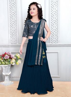 PARTY WEAR PATOLA SILK ZARI KIDS LAHENGA CHOLI