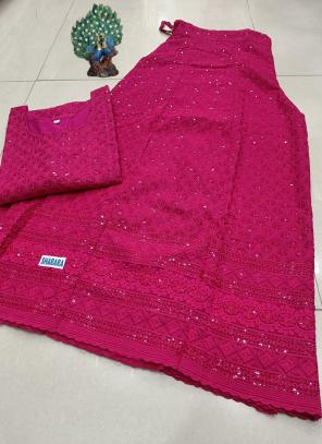 Buy Pink Cambric Cotton Festival Wear Chikankari Kurti With Sharara Online  From Wholesale Salwar.