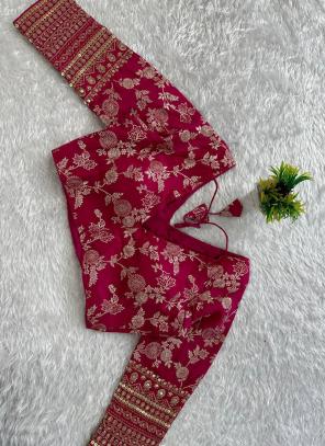 Pure Dola Silk Rani Pink Wedding Wear Embroidery Work Readymade Blouse
