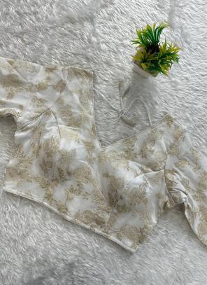 Pure Dola Silk White Wedding Wear Embroidery Work Readymade Blouse