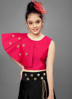 Buy Navratri Wear Red Mirror Work Rayon Kids Lehenga Choli Online From  Surat Wholesale Shop.