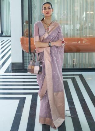 Purple Modal Silk Traditional Wear Mukaish Work Saree