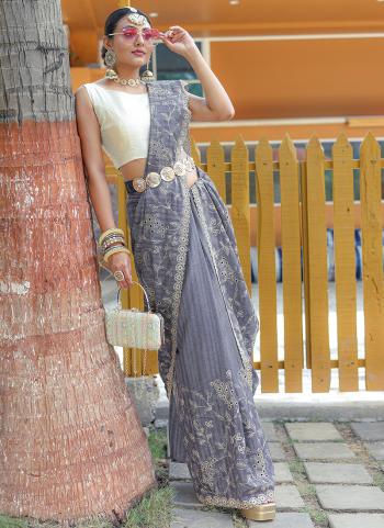 pure soft silk stunning Violet Party wear saree
