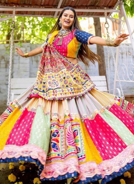 Multi Color Georgette Paper Mirror Work Designer Lehenga Choli