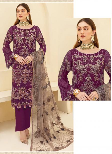 Purple Georgette Eid%20Wear Embroidery%20Work Pakistani%20Suit Z3011 D