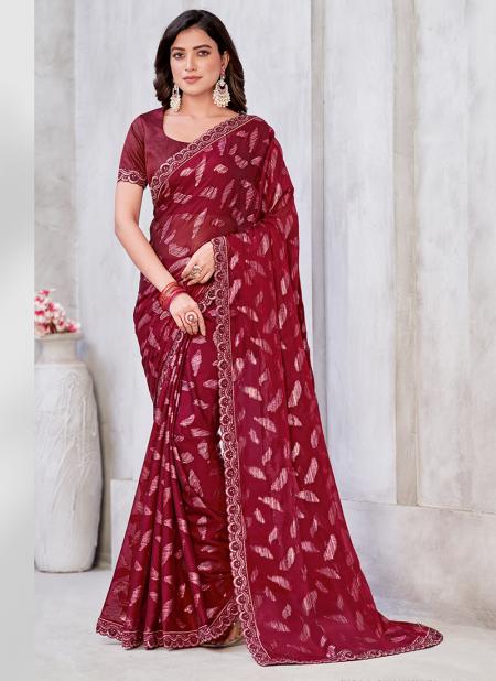 Shop Pink and Red Stripes Embroidered Tussar Georgette Saree Online USA –  Pure Elegance