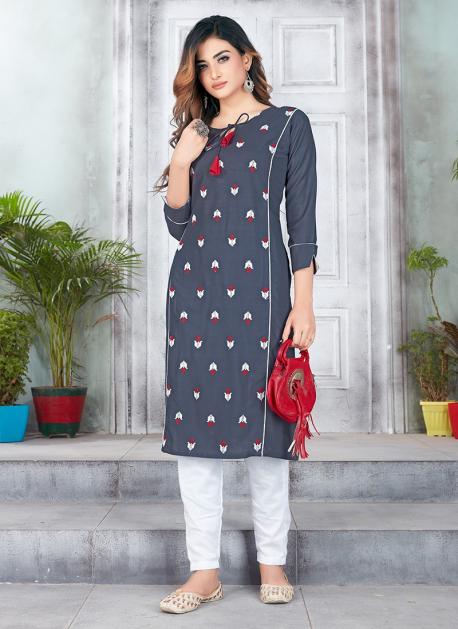 FESTIVE WEAR, WOMEN, Kurtis | XXLLENT Festive Grey Kurti