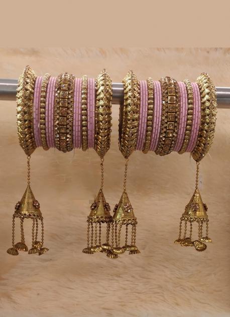 pink bangles for lehenga