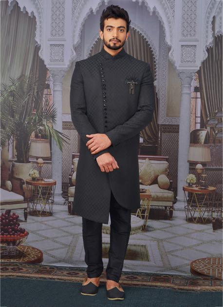 Nawabi sherwani black deals