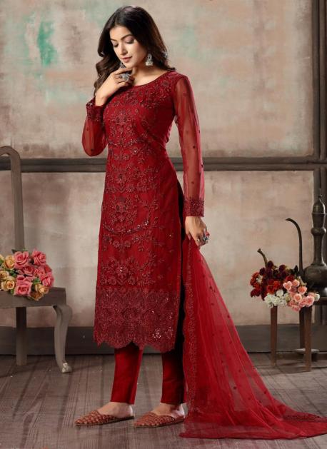 red churidar dress