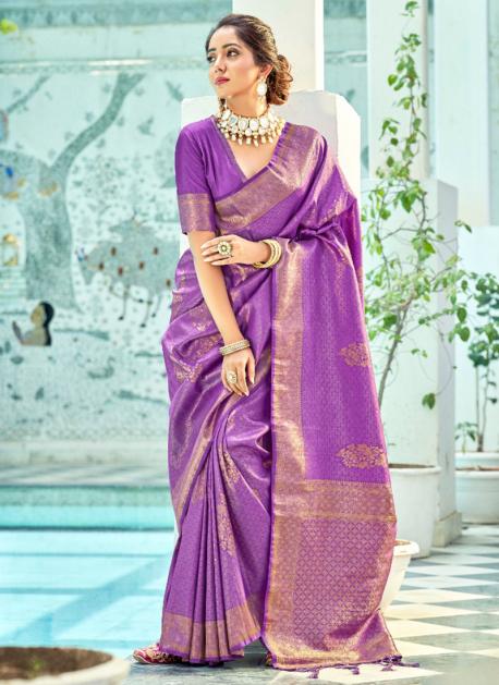 Admyrin Purple Soft Silk Kanjivaram Saree With Blouse Piece at Rs 2699.00 |  Surat| ID: 2849322801330