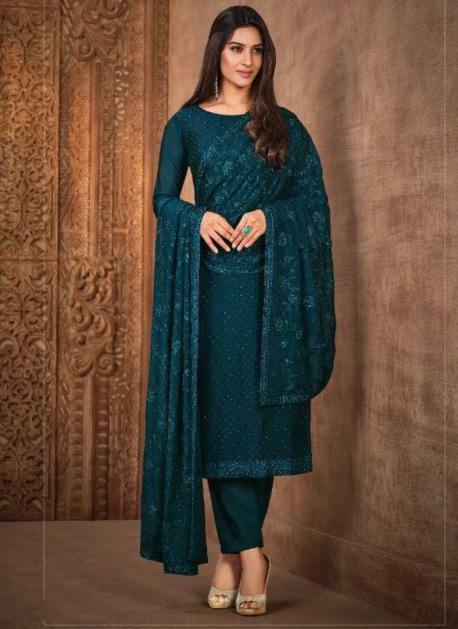 Peacock blue churidar materials clearance