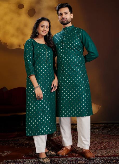 SUKANYA FASHION ROYAL COUPLE VOL 4 KURTA WITH PANT FOR MEN AND KURTI WITH  PANT FOR GIRL FESTIVE COLLECTION - textiledeal.in