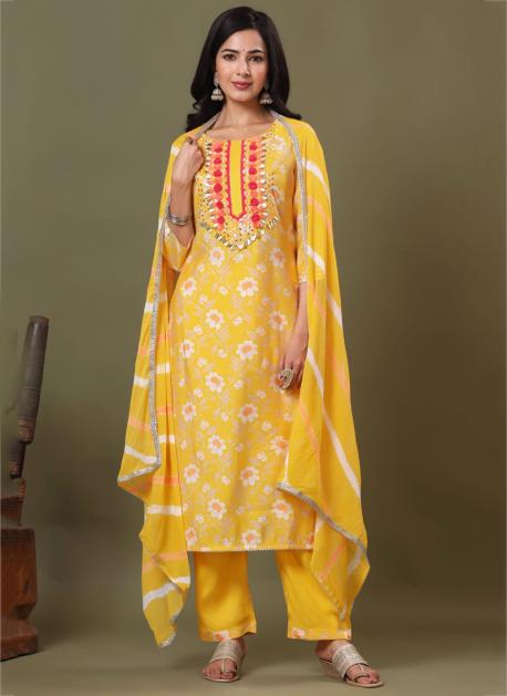 gota patti yellow suit