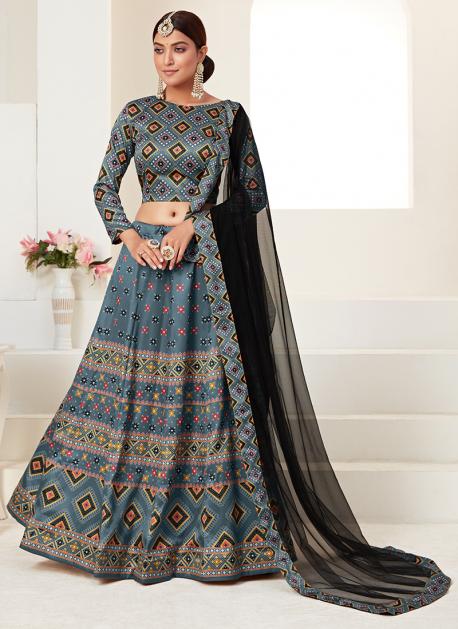 Multicolor Partywear Printed Heavy Georgette Organza Lehenga Choli – Cygnus  Fashion