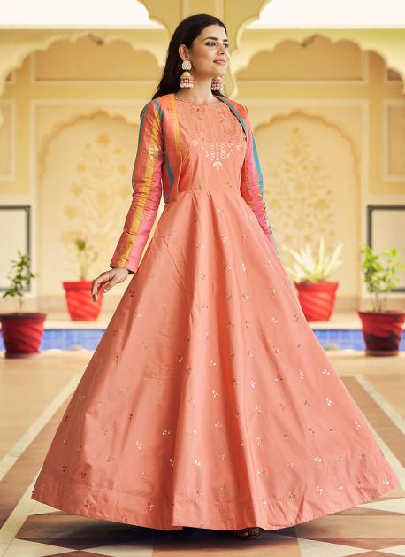 Buy generous Peach Color Semi Stitched