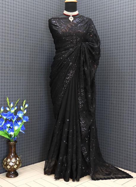 The Showstopper Of Pooja Hegde's Stunning Black Saree Is The Shimmery  Backless Blouse She Paired With It