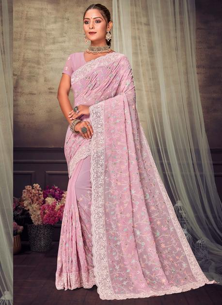 Purple Georgette Lucknowi Chikankari Saree With Blouse in Lucknow at best  price by Dhaaga & Co. Chikankari - Justdial