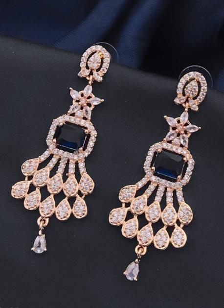 Gold Plated Emerald Pearl Sapphire Earrings in 925 Silver ER 337