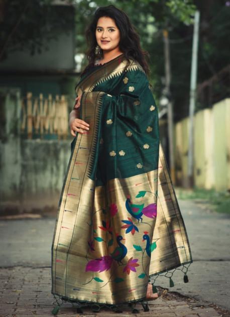 Paithani Green Saree - Buy Paithani Green Saree online in India