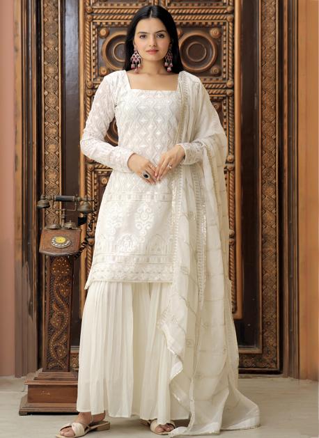 White party wear salwar kameez sales