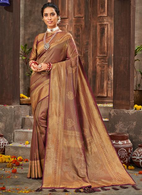 Classy Wine Cotton Dress with Attached Brocade Jacket – Sujatra