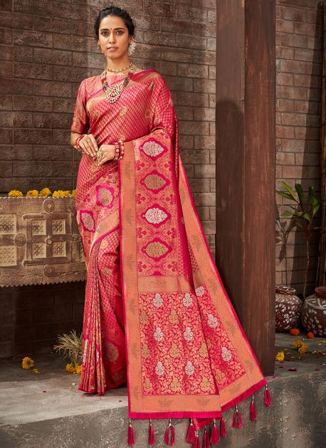 Buy Pink Sarees for Women by Banarasi Silk Works Online | Ajio.com