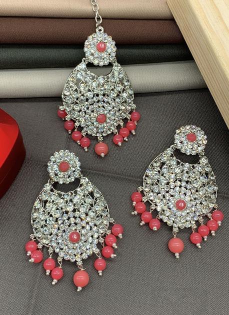 Silver Maang Tikka and small Jhumki Earrings Set for girls Traditional  Matha — Discovered