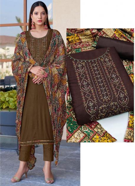 Buy COCFI Embroidery Kashmiri Work Salwar Suit Dress Material/Semistiched  Top/Unstiched Bottom and Border Work Duppata. at Amazon.in