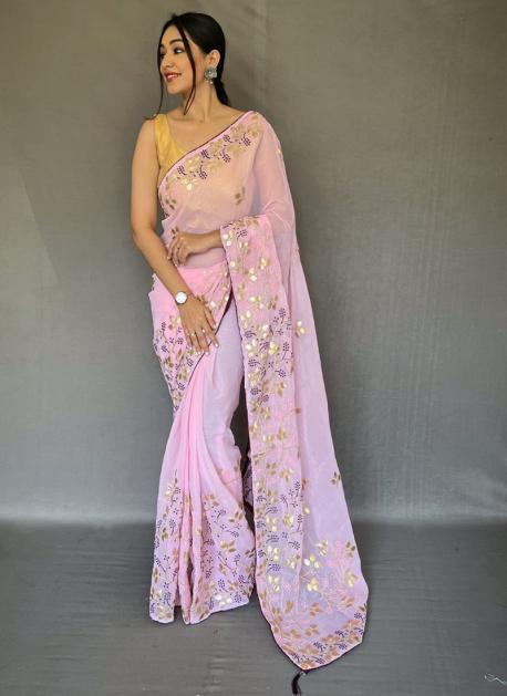 Sarees | Pink Gota Patti Saree | Freeup