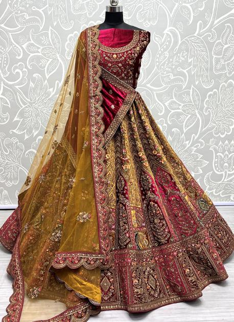 Buy Rang By Manjula Soni Samyukta Contrast Yellow Red Lehenga | Yellow & Red  Color Women | AJIO LUXE