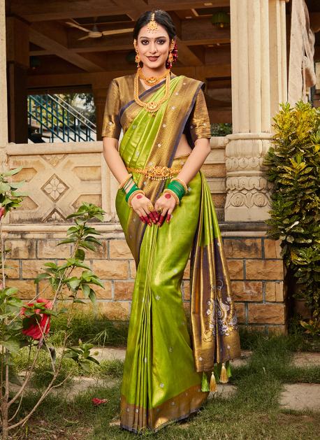 Green kanjivaram wedding saree deals