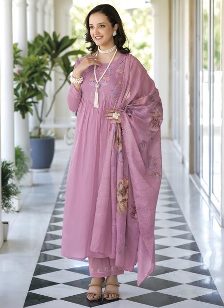 Pink Pure Cotton Party Wear Embroidery Work Readymade Salwar Suit SYMPHONIA 1189