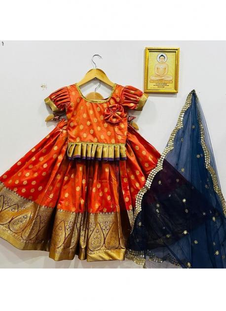 Buy MITETHNIC Girls Digital Printed Orange And Yellow Shade Lehenga Choli  Set (2-3 Years, Yellow) at Amazon.in