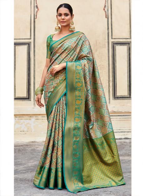 Sky Blue Gold Colour – Wedding/Bridal Silk Saree | Rainbow Silks Sarees