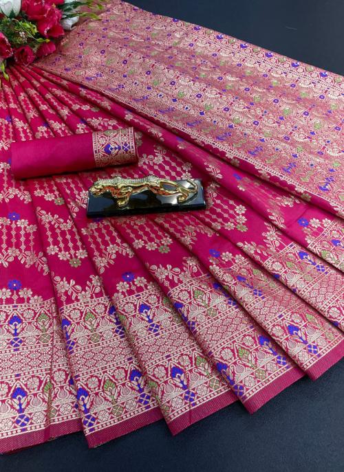 Buy Pink Lichi Silk Party Wear Weaving Saree Online From Wholesale Salwar