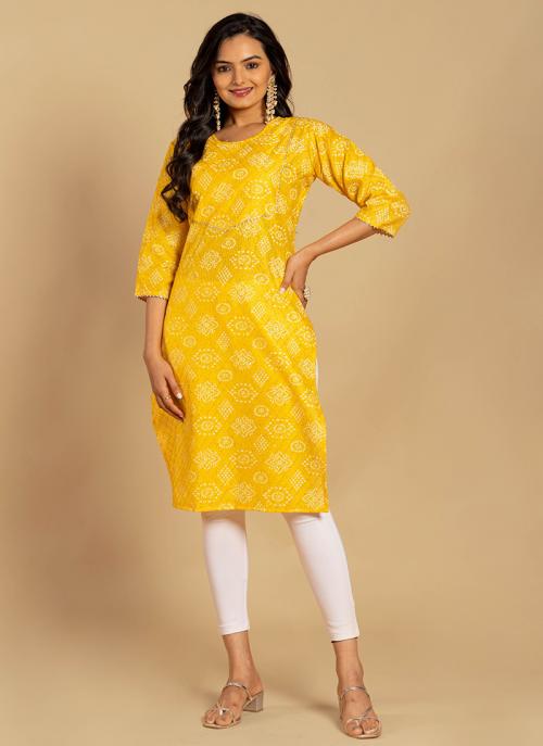 Pure Cotton Bandhani Kurta Set in Maroon & Gold - M | Indian Women's Fashion