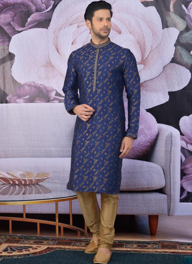 Partywear Designer Gold Banarasi Jacquard selling Kurta Pajama