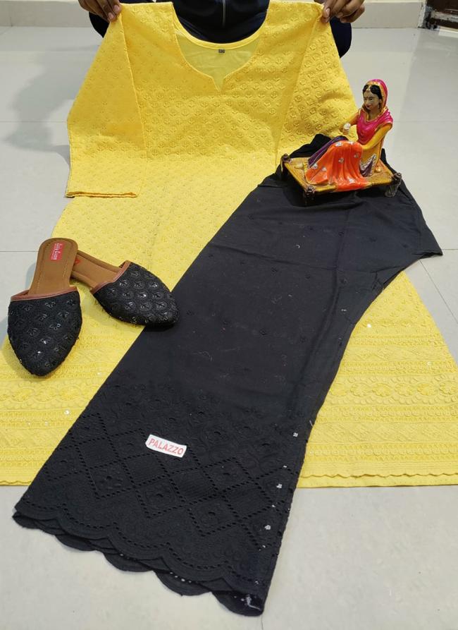 Buy Yellow Cotton Traditional Wear Chikan Work Readymade Salwar Suit Online From Wholesale Salwar